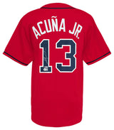 Ronald Acuna Jr. Signed Red Custom Baseball Jersey - (Beckett)