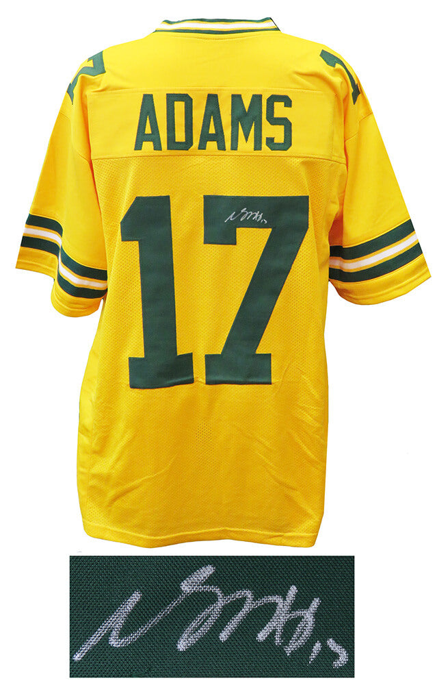Davante Adams Signed Yellow Color Rush Custom Football Jersey