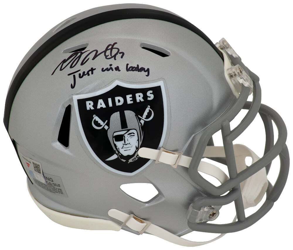 Davante Adams Signed Las Vegas Raiders Riddell Speed Mini Helmet w/Just Win Baby - (Fanatics)