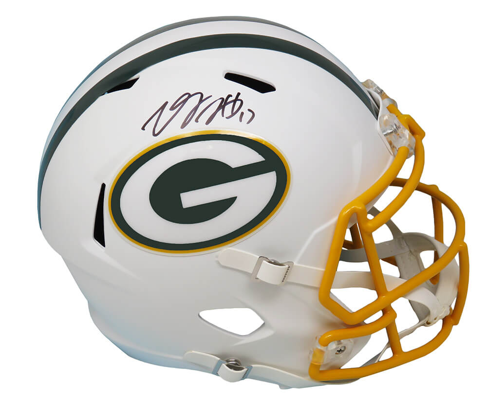 Davante Adams Signed Green Bay Packers Flat White Matte Riddell Full Size Speed Replica Helmet