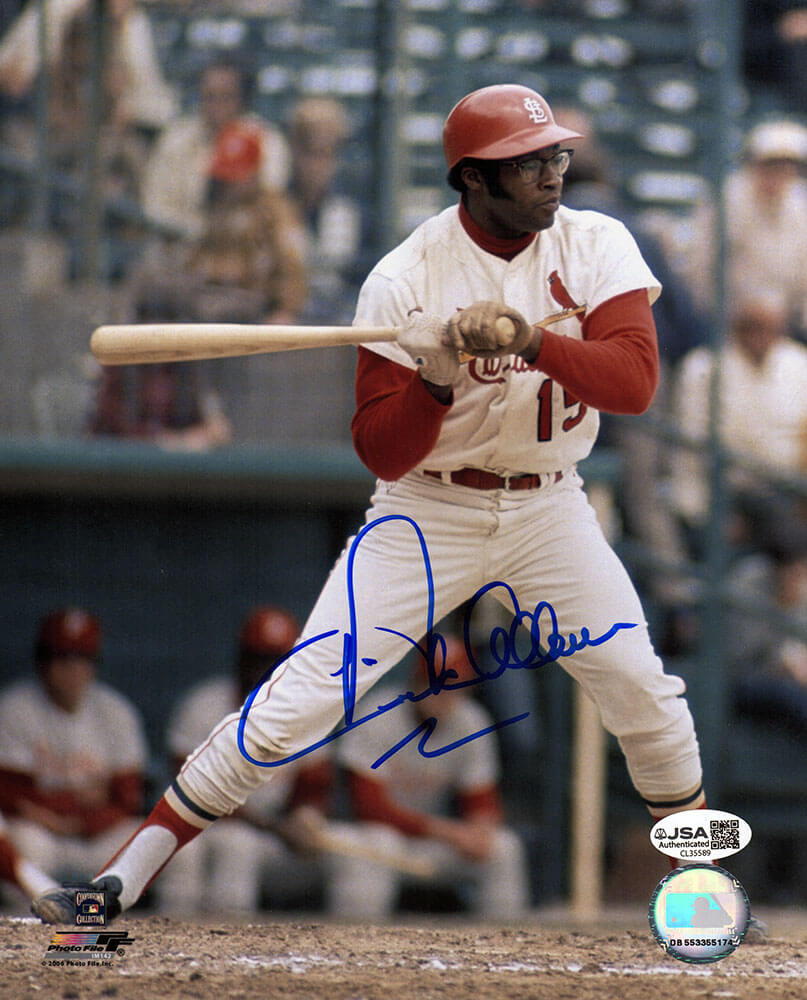 Dick Allen Signed St Louis Cardinals White Jersey Batting 8x10 Photo - (JSA)