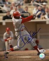 Dick Allen Signed Philadelphia Phillies Grey Jersey Swinging 8x10 Photo - (JSA)