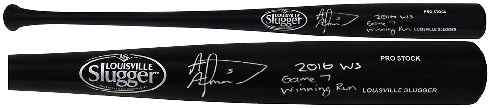 Albert Almora Signed Louisville Slugger Pro Stock Black Baseball Bat w/2016 WS Game 7 Winning Run