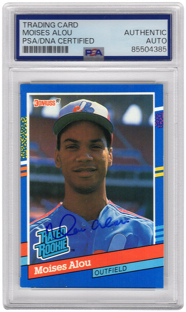 Moises Alou Signed Expos 1991 Donruss Rate Rookie Baseball Card #38 - (PSA Encapsulated)