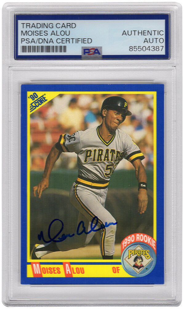 Moises Alou Signed Pirates 1990 Score Rookie Baseball Card #592 - (PSA Encapsulated)