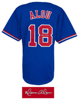 Moises Alou Signed Blue Throwback Custom Baseball Jersey