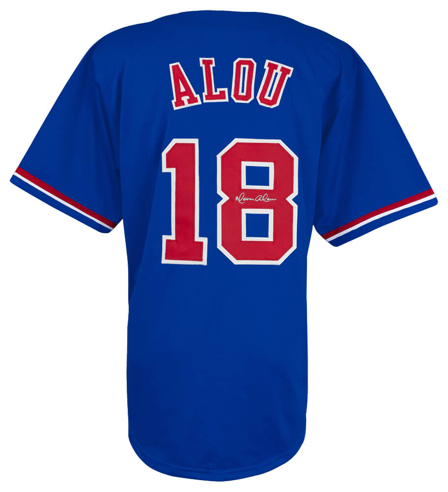 Moises Alou Signed Blue Throwback Custom Baseball Jersey