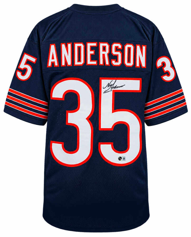 Neal Anderson Signed Navy Custom Football Jersey - (Beckett)