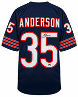 Neal Anderson Signed Navy Custom Football Jersey - (Beckett)