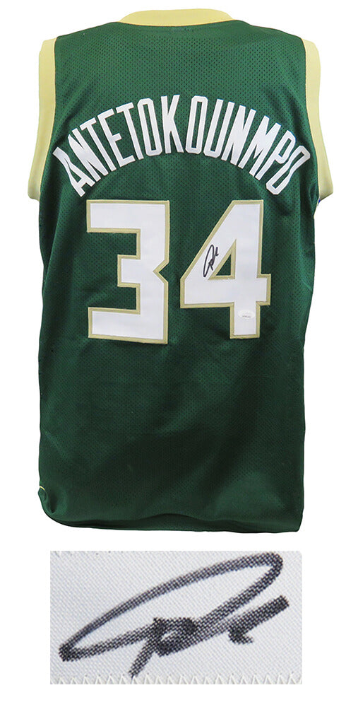 Giannis Antetokounmpo Signed Green Custom Basketball Jersey (JSA)