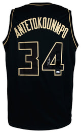 Giannis Antetokounmpo Signed Black Custom Basketball Jersey - (JSA)