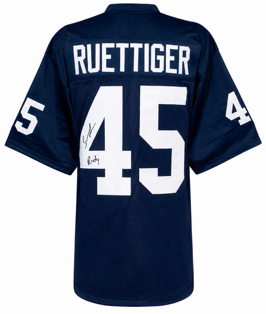 Sean Astin Signed Navy Custom College Football Jersey w/Rudy