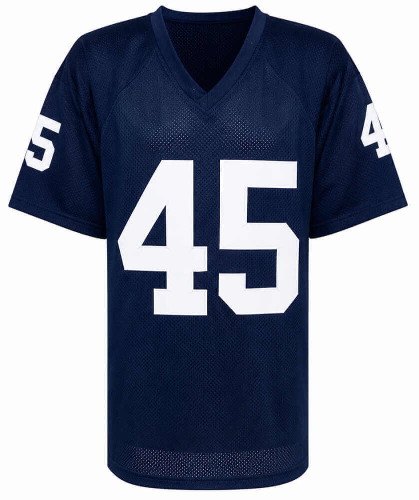 Sean Astin & Rudy Ruettiger Dual Signed Navy Custom College Football Jersey w/Rudy