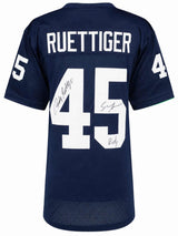 Sean Astin & Rudy Ruettiger Dual Signed Navy Custom College Football Jersey w/Rudy