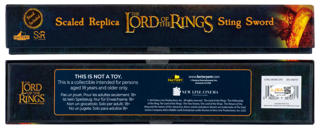 Sean Astin Signed Lord of the Rings 6-Inch Sting Sword Scaled Prop Replica w/Sam - (JSA)