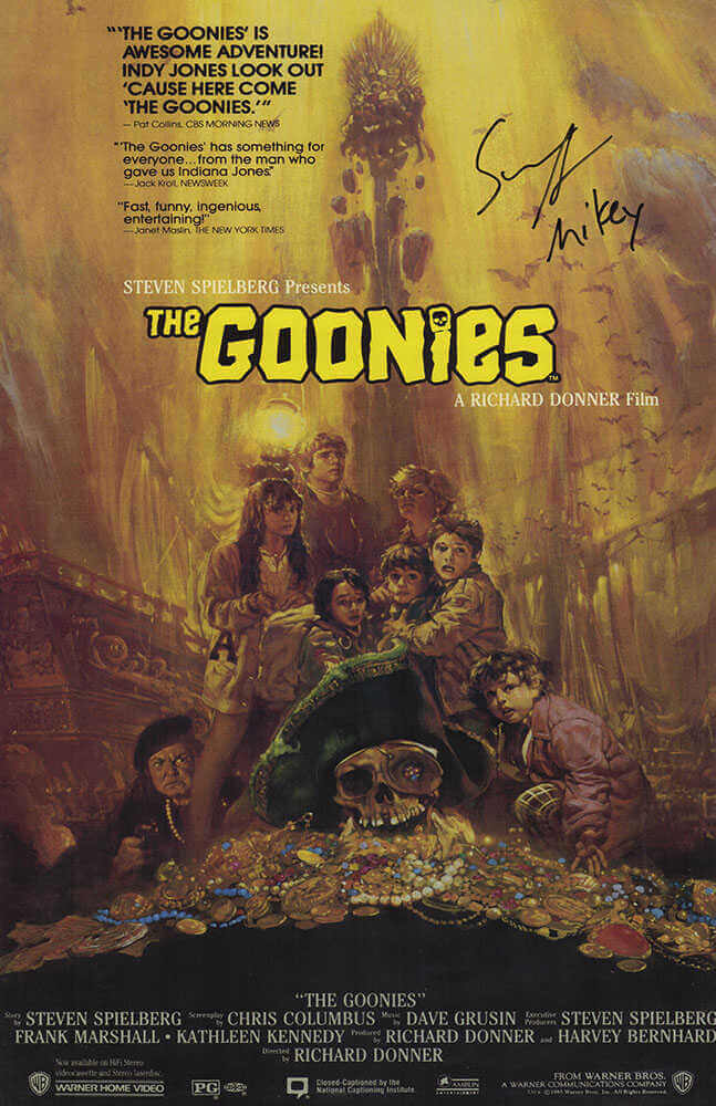 Sean Astin Signed Goonies 11x17 Movie Poster w/Mikey