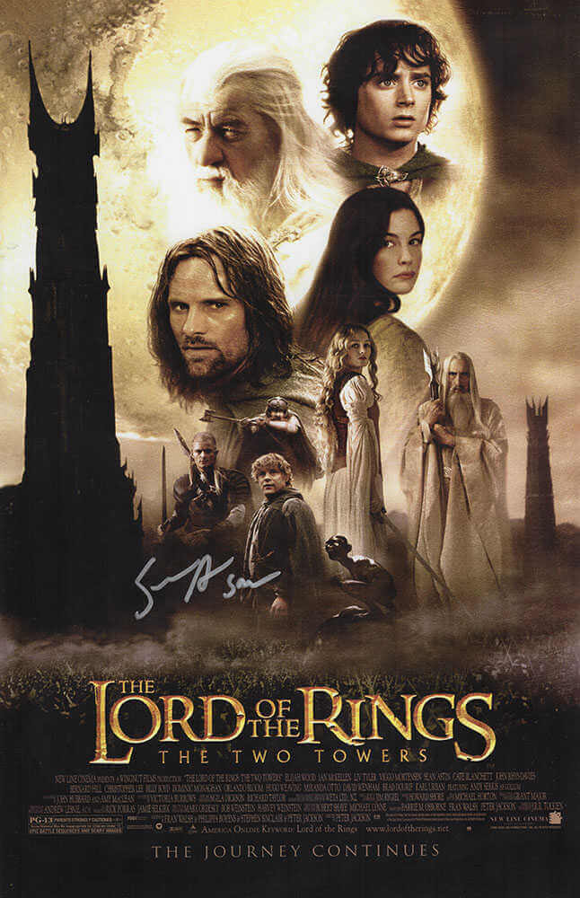 Sean Astin Signed Lord of The Rings: The Two Towers 11x17 Movie Poster w/Sam