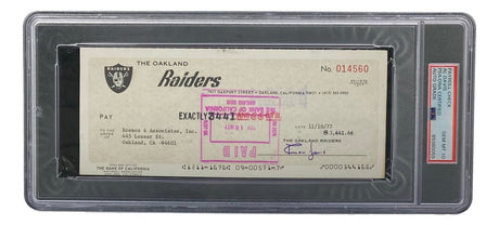 Al Davis Signed Oakland Raiders Bank Check #14560 PSA/DNA Gem MT 10 - Sports Integrity