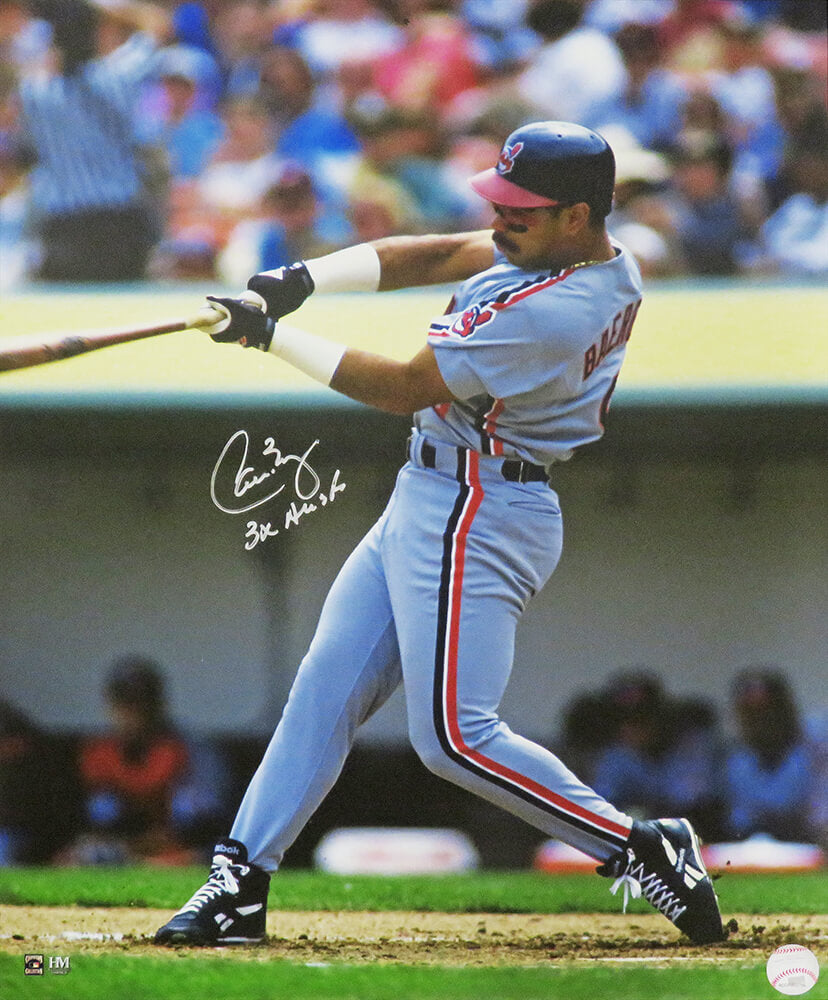 Carlos Baerga Signed Cleveland Indians Action 16x20 Photo w/3x All Star