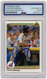 Carlos Baerga Signed 1990 Upper Deck Rookie Baseball Trading Card #737 - (PSA Encapsulated)