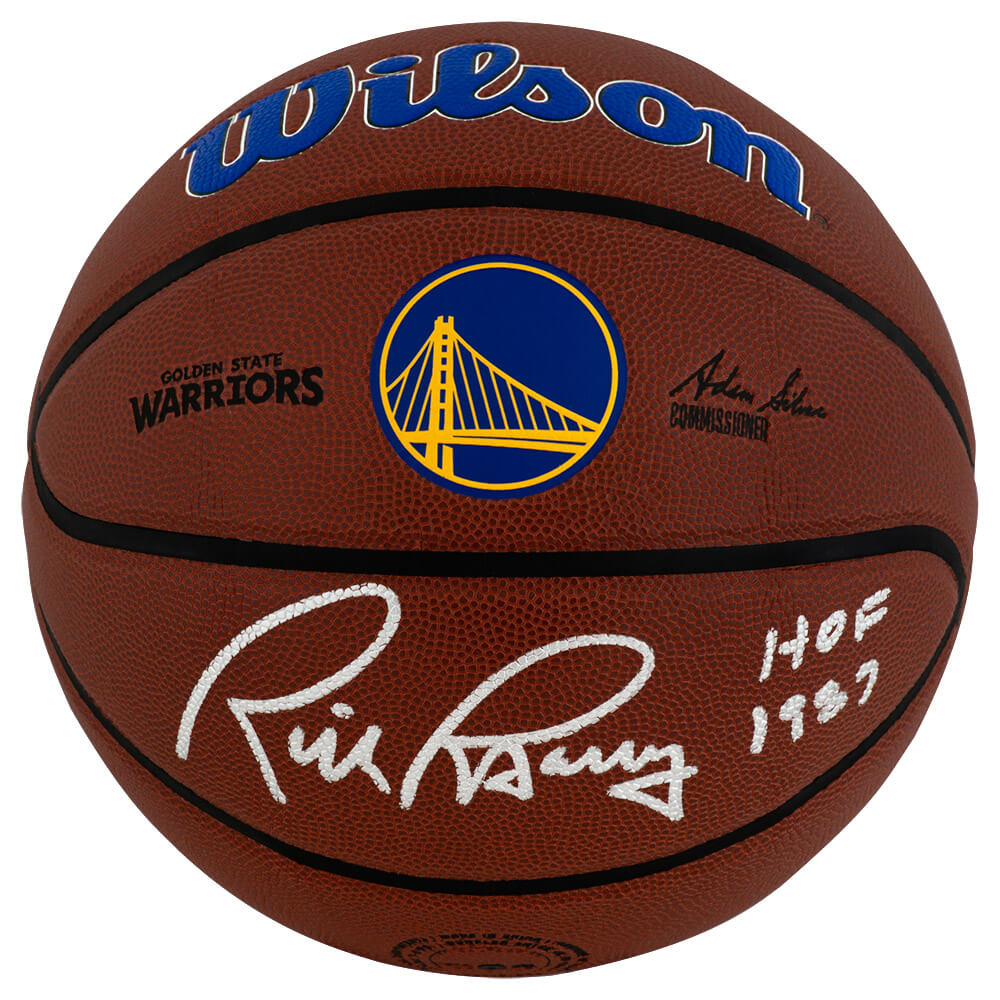 Rick Barry Signed Golden State Warriors Logo Wilson Alliance NBA Basketball w/HOF 1987