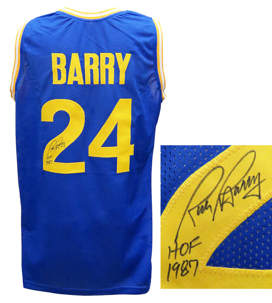 Rick Barry Signed Blue Custom Basketball Jersey w/HOF'87