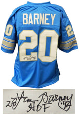 Lem Barney Signed Blue Throwback Custom Football Jersey w/HOF'92