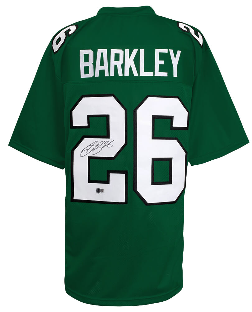 Saquon Barkley Signed Light Green Custom Football Jersey - (Beckett)