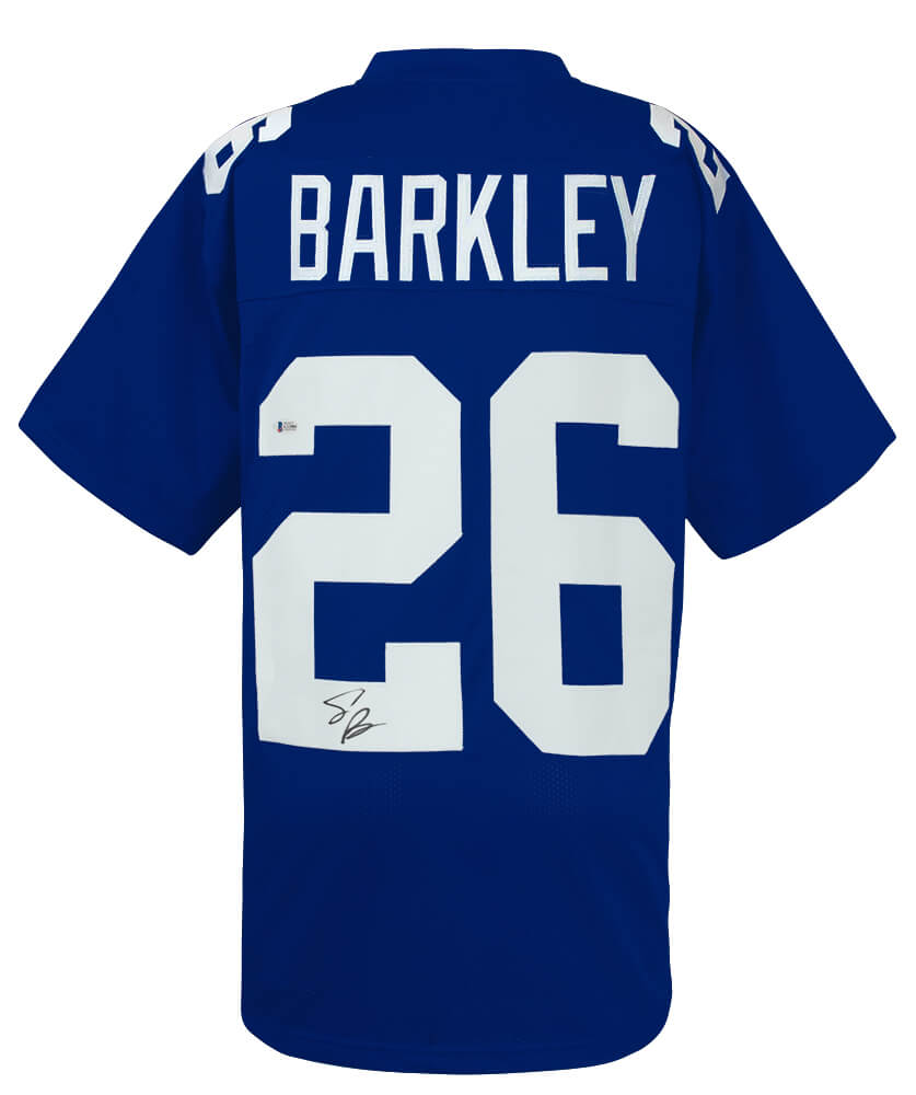 Saquon Barkley Signed Blue Custom Football Jersey - (Beckett)