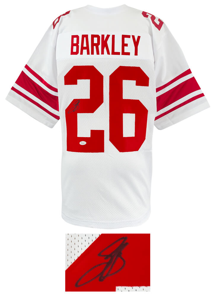 Saquon Barkley Signed White Custom Football Jersey - (Beckett COA)