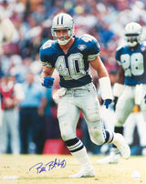 Bill Bates Signed Dallas Cowboys Navy Jersey Action 16x20 Photo
