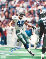 Bill Bates Signed Dallas Cowboys White Jersey Action 16x20 Photo