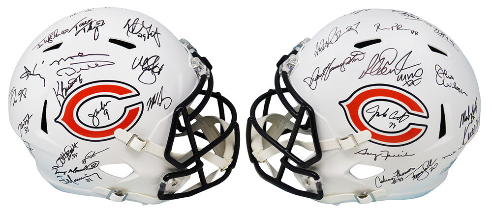 1985 Bears Team Signed Chicago Bears Flat White Matte Riddell Full Size Speed Replica Helmet LE/34 (28 Sigs)
