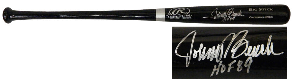 Johnny Bench Signed Rawlings Big Stick Black Baseball Bat w/HOF'89 ...