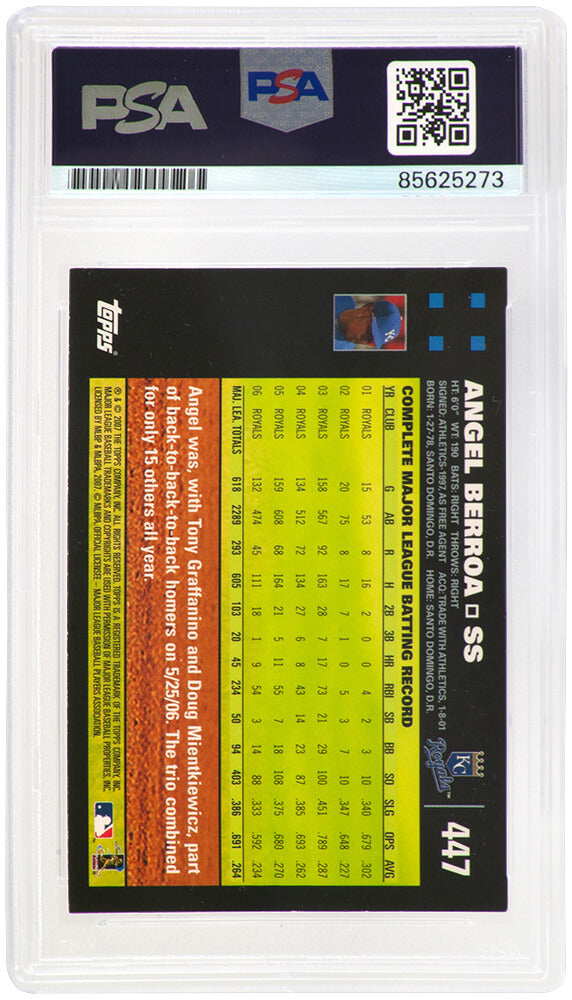Angel Berroa Signed Kansas City Royals 2007 Topps Baseball Card #447- (PSA Encapsulated)