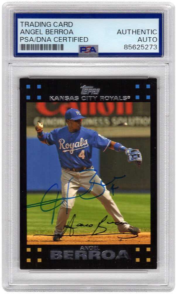 Angel Berroa Signed Kansas City Royals 2007 Topps Baseball Card #447- (PSA Encapsulated)