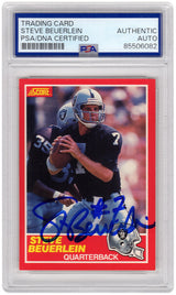 Steve Beuerlein Signed Oakland Raiders 1989 Score Football Rookie Trading Card #20 - (PSA Encapsulated)