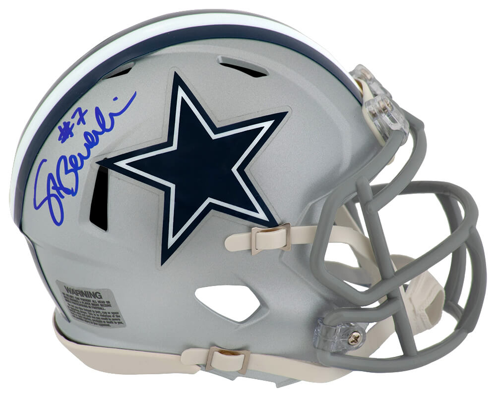 Steve Beuerlein Signed Dallas Cowboys Riddell Speed Mini Helmet