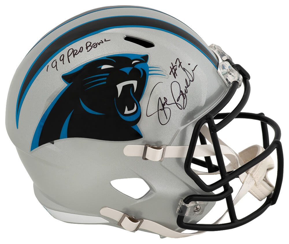 Steve Beuerlein Signed Carolina Panthers Riddell Full Size Speed Replica Helmet w/99 Pro Bowl