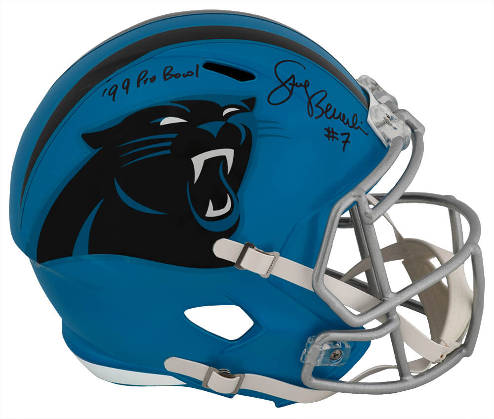 Steve Beuerlein Signed Carolina Panthers FLASH Riddell Full Size Speed Replica Helmet w/99 Pro Bowl