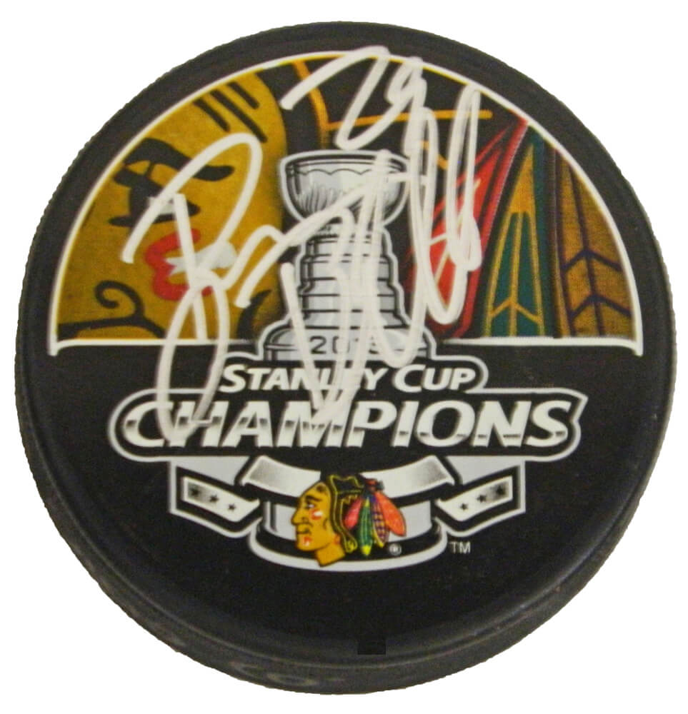 Bryan Bickell Signed Blackhawks 2013 Stanley Cup Champs Logo Hockey Puck