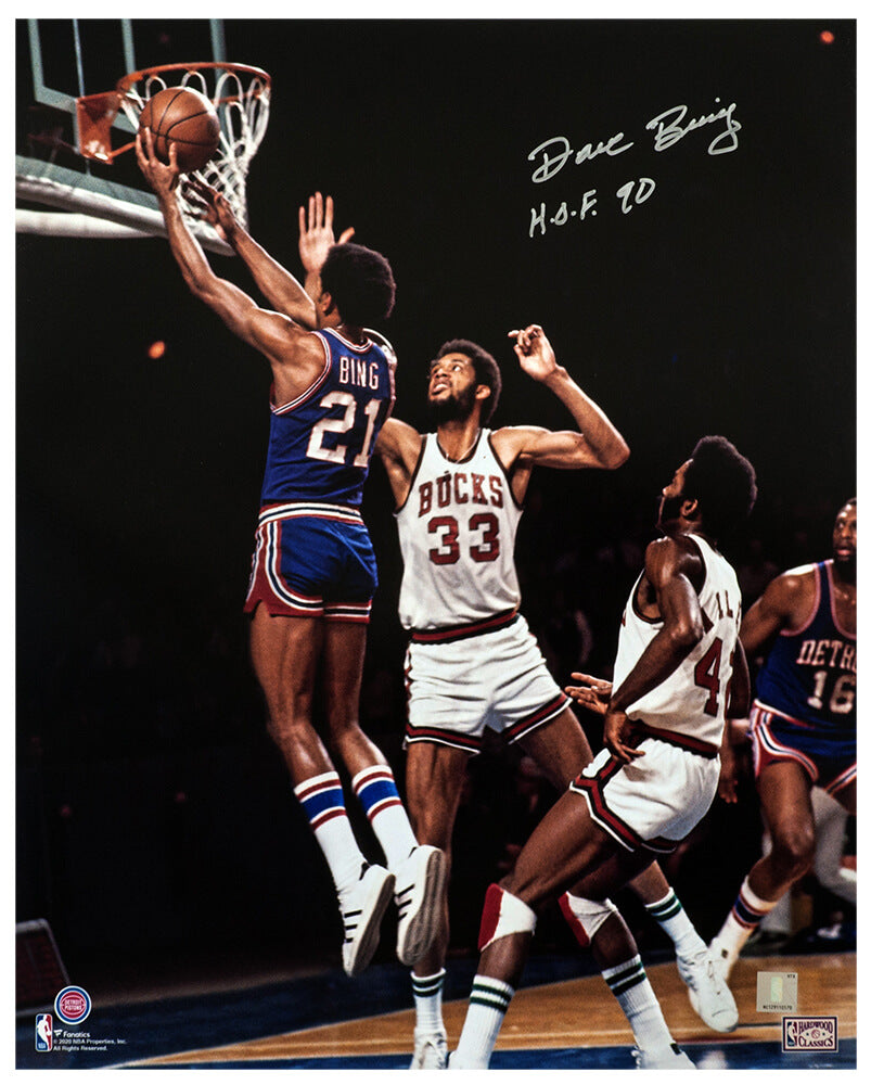 Dave Bing Signed Detroit Pistons Lay-Up vs Kareem Abdul Jabbar 16x20 Photo w/HOF'90