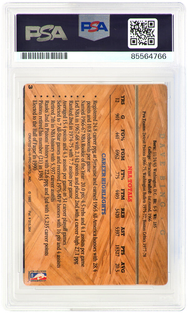Dave Bing Signed Detroit Pistons 1993 Action Packed Hall of Fame Basketball Card #3 w/HOF'90 - (PSA Encapsulated)