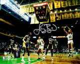 Larry Bird Signed Boston Celtics 3-Pt Shot vs Lakers Action 8x10 Photo