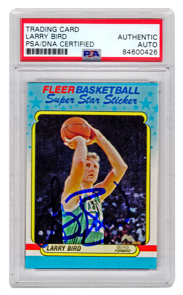 Larry Bird Signed Boston Celtics 1988 Fleer Sticker Basketball Card #2 (PSA/DNA Encapsulated)