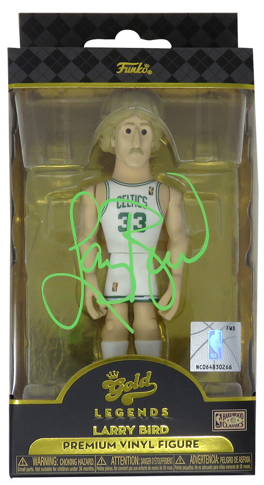 Larry Bird Signed Boston Celtics White Jersey NBA Legends Gold 5 Funko Pop Doll