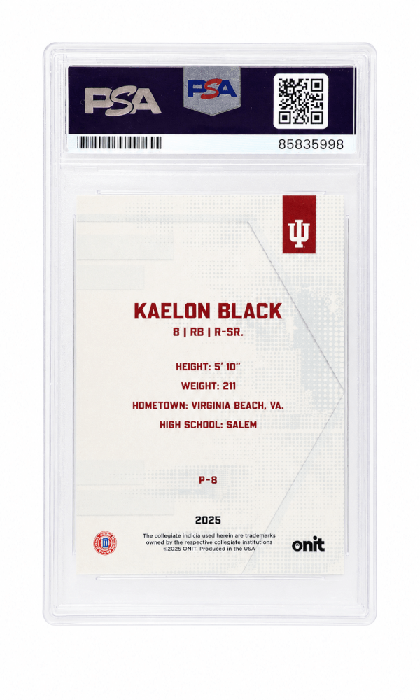 Kaelon Black Signed Indiana Hoosiers 2025 Onit Football Card #P8 - (PSA Encapsulated)