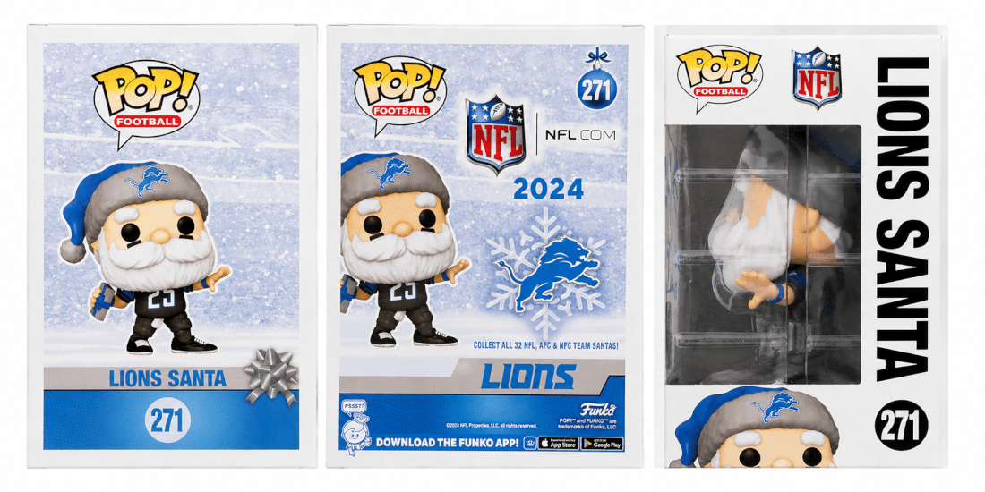 Bennie Blades Signed Detroit Lions SANTA Funko Pop Doll #271 w/Restore The Roar