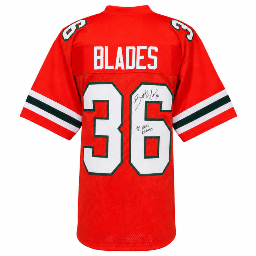 Bennie Blades Signed Orange Throwback Custom College Football Jersey w/87 Nat'l Champs