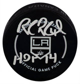 Rob Blake Signed Los Angeles Kings Logo Official Hockey Puck w/HOF'14